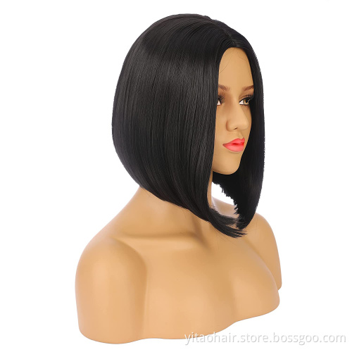Black Bob Wigs for Women Natural Looking Short Straight Synthetic Wig Black Color Cosplay Party Halloween Daily Wig